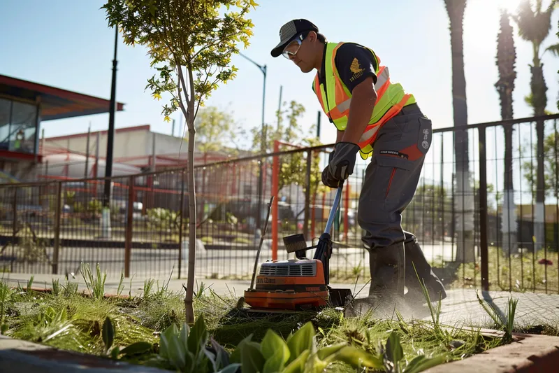 Como lidiar con obstaculos y mobiliario urbano al usar desbrozadoras