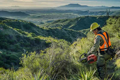 Desbrozadoras y el mantenimiento de areas de descanso y miradores en rutas de senderismo