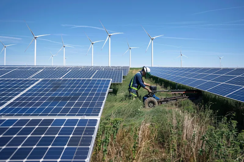 Desbrozadoras y el mantenimiento de parques solares y eolicos