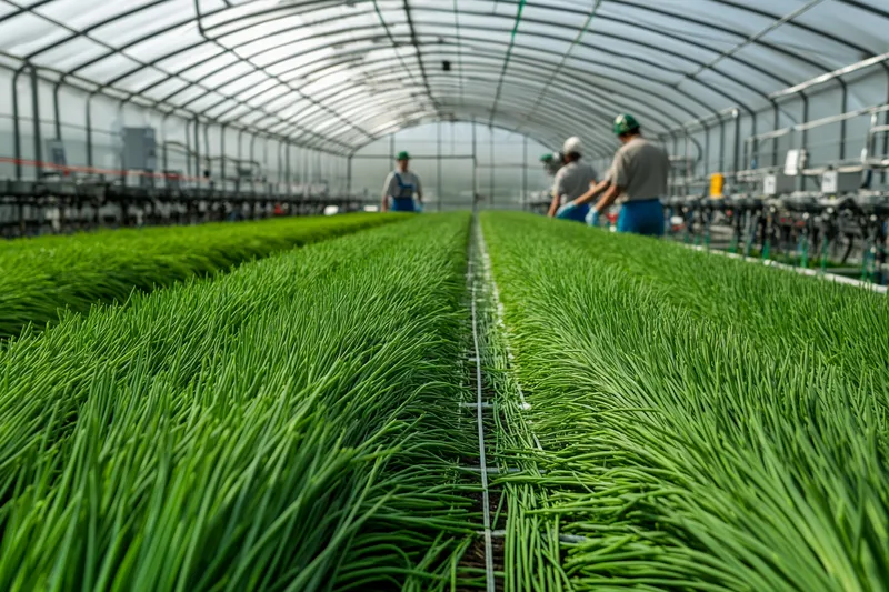 Cultivo de cebollin en invernadero